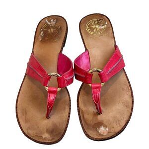 LIlly Pulitzer McKim Size 9 Pink Strappy Thong Sandals Gold Ring
